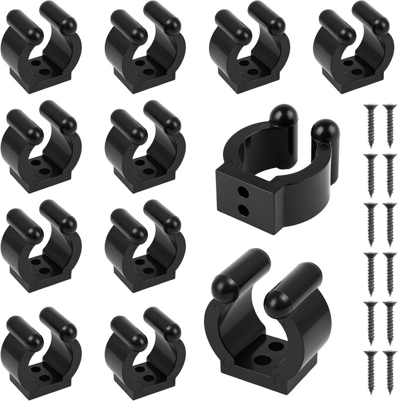 Zelphvt 12 PCS Fishing Rod Clips Billiards Cue Clip Holders Pool Cue Holder Clamps Black Snooker Cues Locating Clip Holder Pool Racks Include Screws - Image 1
